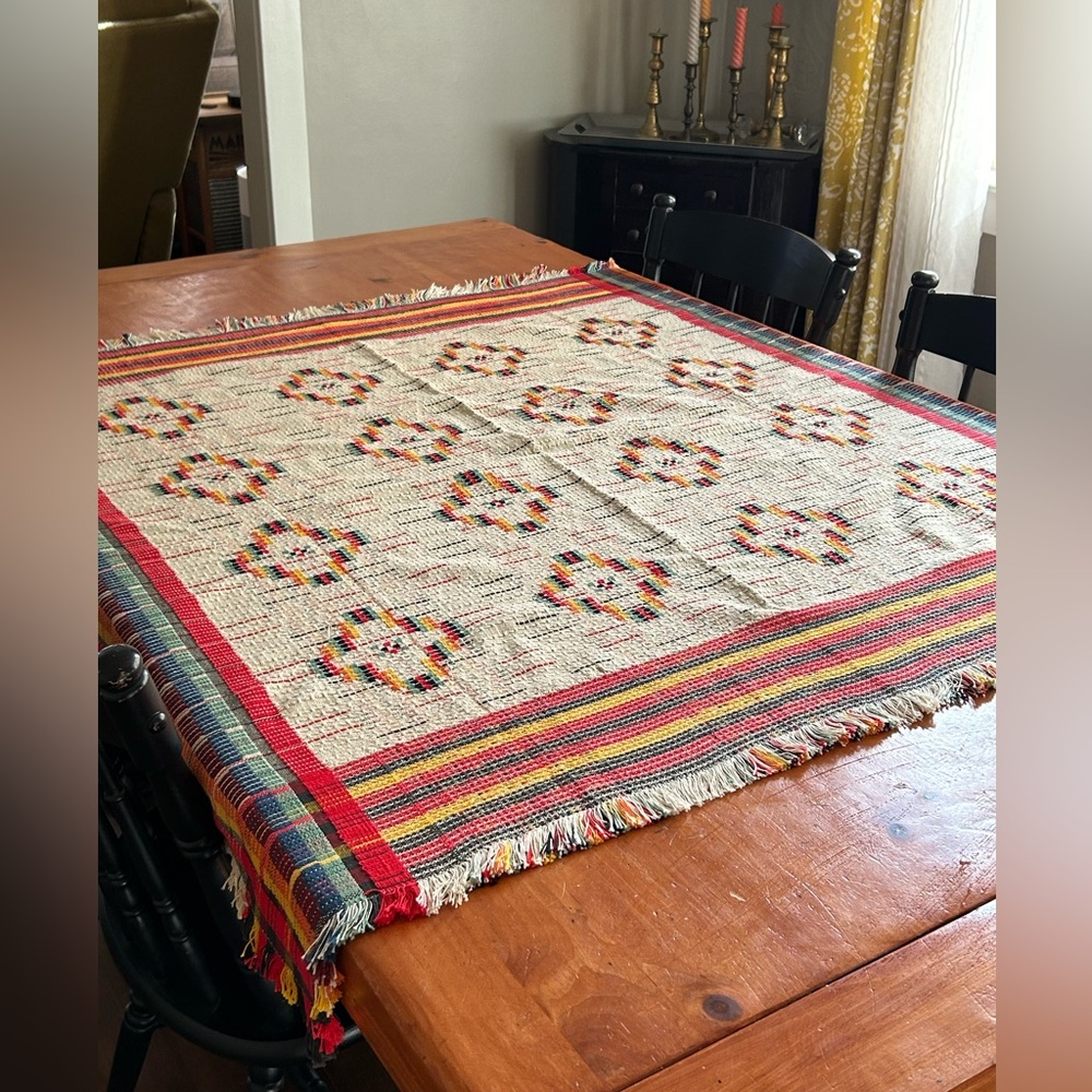 Multi color  square table cloth  49”x 49” approximately